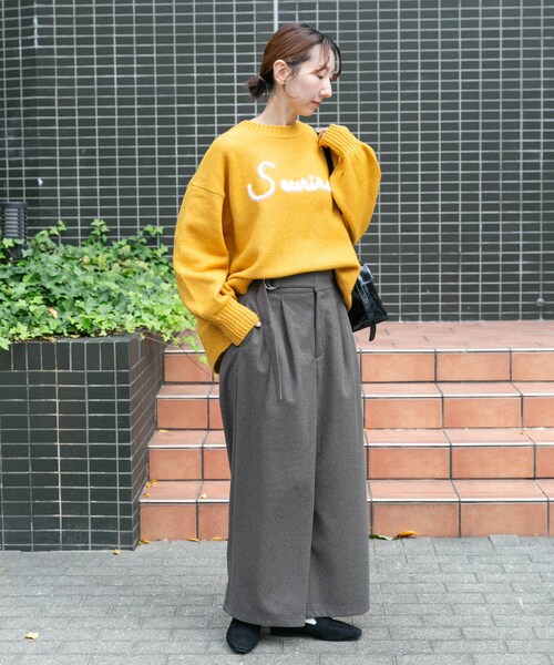 ITEMS URBANRESEARCH（アイテムズ アーバンリサーチ）の「クルーネックロゴニットプルオーバー（ニット/セーター・レディース・L.GRY/NVY/YEL・Free）」の18枚目の写真