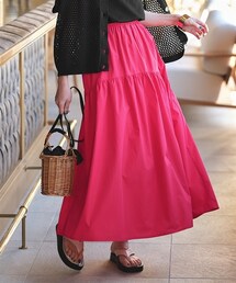 nissen | 大きいサイズ変わりティアードロングスカート(スカート)