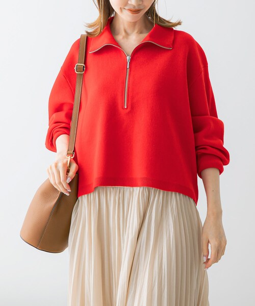 URBAN RESEARCH ROSSO（アーバンリサーチロッソ）の「ハーフジップニット（ニット/セーター・レディース・L/GREIGE/RED・FREE）」の13枚目の写真