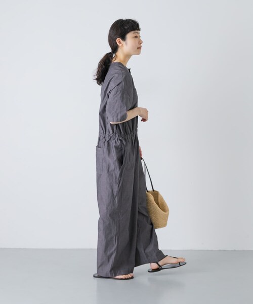 かぐれ（カグレ）の「『2サイズ展開』ワイドオールインワン（つなぎ/オールインワン・レディース・SANDBEIGE/CHARCOAL・0/1）」の9枚目の写真