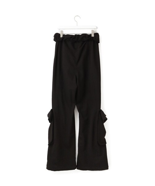 ADAM ET ROPE'(アダムエロペ)の「【OPEN YY(オープン ワイワイ)】ROLLED WAIST SWEAT CARGO PANTS(カーゴパンツ・レディース・ブラック/ベージュ・S)」の4枚目の写真
