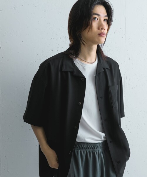 SENSE OF PLACE by URBAN RESEARCH(センスオブプレイスバイアーバンリサーチ)の「オープンカラールーズシャツ(5分袖)ll(シャツ/ブラウス・メンズ・BROWN/BLACK/GREIGE・S/M/L)」の6枚目の写真