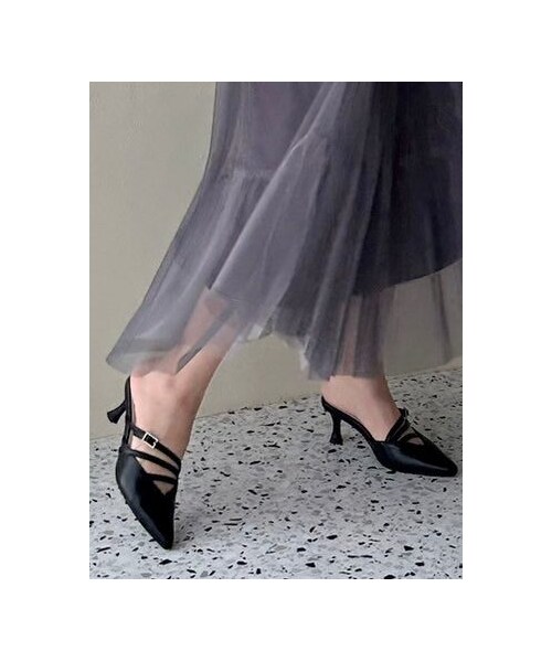 MERCURYDUO（マーキュリーデュオ）の「ポインテッドストラップミュール（パンプス・レディース・ブラック/ボルドー/ベージュ/ミックス・36/38）」の8枚目の写真