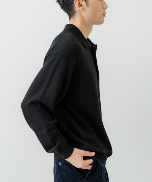 URBAN RESEARCH（アーバンリサーチ）の「CASH FEEL W/MID ニットポロ（ニット/セーター・メンズ・BLACK/CHARCOAL/BROWN・M/L）」の5枚目の写真
