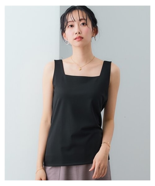 nissen（ニッセン）の「【選べる2タイプ】透け対策シルケット加工ダブルフロントタンクトップ<大きいサイズ有>（キャミソール・レディース・オフホワイト/黒/オフホワイト(Uネック)/黒(Uネック)・S/M/L/LL/3L/4L/5L）」の20枚目の写真