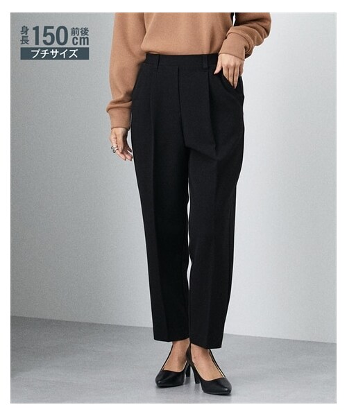 nissen（ニッセン）の「小さいサイズ　きれい見えテーパードパンツ（選べる股下丈）　低身長さん・小柄女性（パンツ・レディース・ベージュ(ベルトループ有)/スモーキーグリーン(ベルトループ有)/黒(ベルトループ有)/ネイビー(ベルトループ有)/ブラウンチェック(ベルトループ有)/ピンク(ベルトループ有)/グレー(ベルトループ有)/エクリュ(ベルトループ有)/ブラウン(ベルトループ有)/黒/ネイビー/ベージュ/グレー/アイスブルー・PSS/PS/PM/PL/PSS(ベルトループ無)/PS(ベルトループ無)/PM(ベルトループ無)/PL(ベルトループ無)）」の11枚目の写真