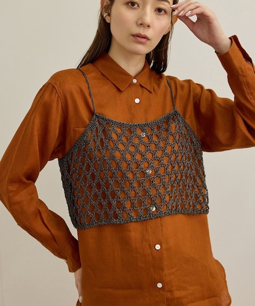 ROPE'（ロペ）の「ラメコードメッシュキャミソール/洗える（キャミソール・レディース・ゴールド/シルバー・F）」の10枚目の写真