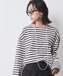 CHIC STYLE | 大きいサイズ 綿100％ボーダーカットソープルオーバー シックスタイル(Tシャツ/カットソー)