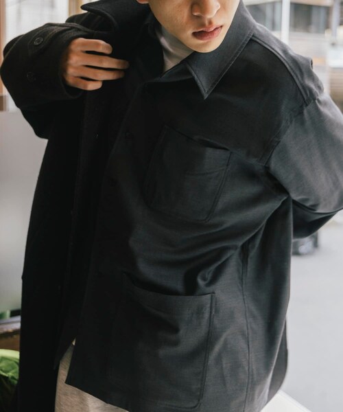 URBAN RESEARCH（アーバンリサーチ）の「THE DAY　WOOL SILK CHORE JACKET（カバーオール・メンズ・BLACK/CHARCOAL・1/2）」の10枚目の写真