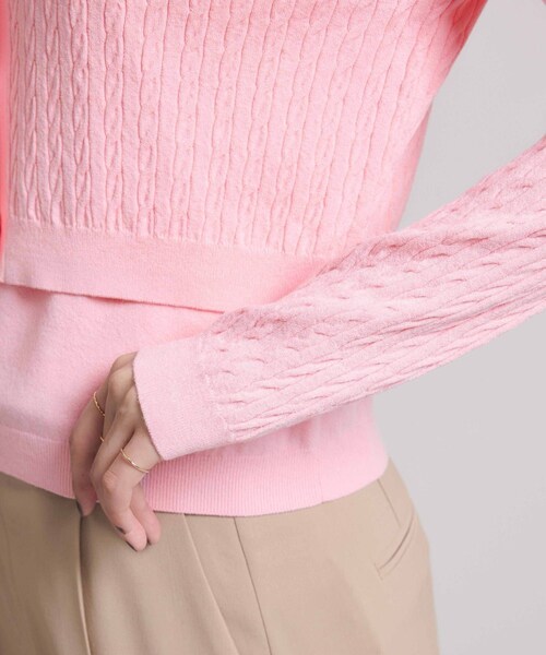 ROPE'(ロペ)の「ミニケーブルセパレートカーディガン(アンサンブル)/ イージーケア(カーディガン/ボレロ・レディース・ベージュ/ピンク系・F)」の22枚目の写真