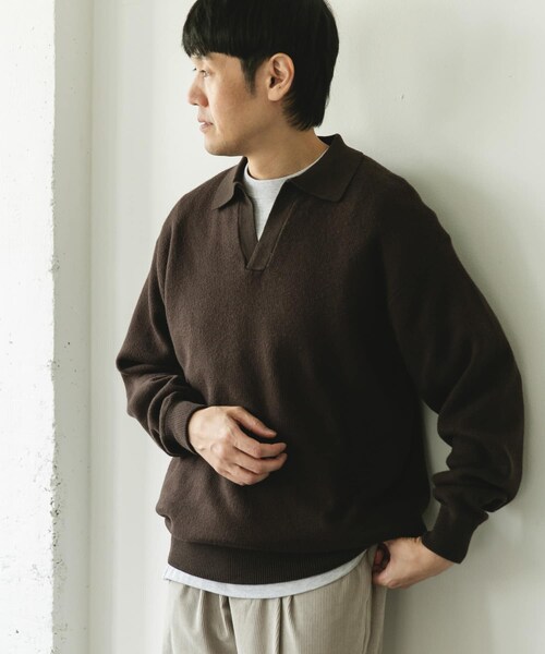 URBAN RESEARCH DOORS(アーバンリサーチドアーズ)の「『一部WEB限定カラー』コットンウール スキッパーニット(ニット/セーター・メンズ・NAVY/CHARCOAL/BROWN・M/L)」の21枚目の写真