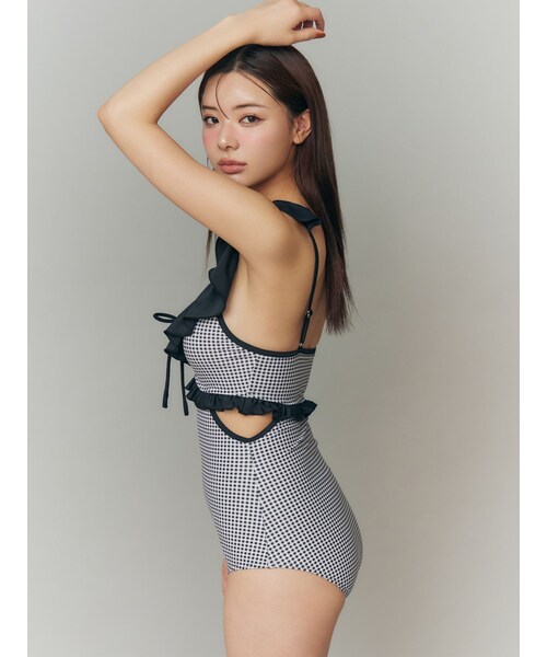 RESEXXY（リゼクシー）の「【swimwear】フリルデザインワンピース（水着・レディース・ブラック/ミックス・F）」の2枚目の写真