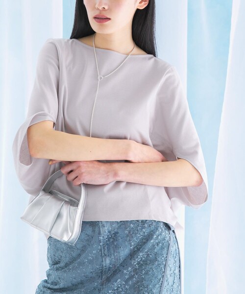 URBAN RESEARCH ROSSO（アーバンリサーチロッソ）の「『一部WEB限定カラー』汗染防止5分袖ドルマンプルオーバー（Tシャツ/カットソー・レディース・D/NAVY/OFF WHITE/L/GREIGE/BLUE/BROWN/BORDEAUX・FREE）」の7枚目の写真