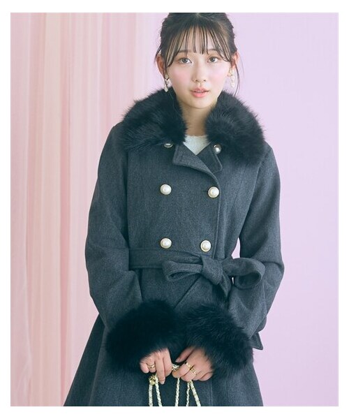 nissen（ニッセン）の「＜大きいサイズ＞フェイクファー付Aラインコート marun（ジャケット/アウター・レディース・アイボリー/チャコールグレー・L/LL/3L/4L/5L/6L/8L/10L）」の11枚目の写真