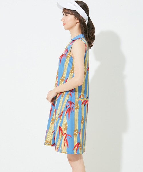 ROPE'（ロペ）の「【UV】【吸水速乾】バンブー柄プリントノースリーブワンピース（ワンピース・レディース・ブラック/ブルー・L/M/S）」の12枚目の写真