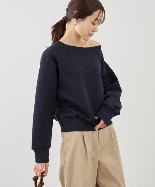 ROPE' PICNIC（ロペピクニック）の「2WAYボートネック花柄ふくれジャガードプルオーバー（スウェット・レディース・ホワイト/ネイビー/サックス・F）」の20枚目の写真