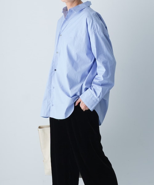 かぐれ（カグレ）の「コットンストライプレギュラーシャツ（シャツ/ブラウス・レディース・BLUE・Free）」の3枚目の写真