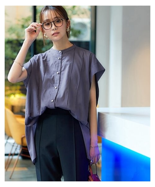 nissen（ニッセン）の「バンドカラーオーバーシャツ（シャツ/ブラウス・レディース・グレイッシュブルー/オフホワイト/黒・S/M/L/LL/3L/4L/5L/6L）」の20枚目の写真