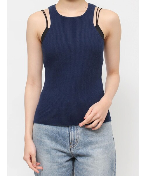 Ungrid（アングリッド）の「アメスリニットタンクトップ（タンクトップ・レディース・ピンク/オレンジ/ネイビー/シルバー・F）」の4枚目の写真