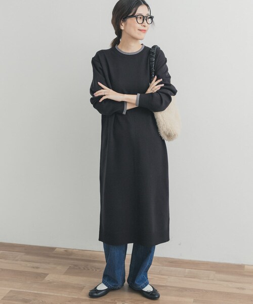 URBAN RESEARCH DOORS（アーバンリサーチドアーズ）の「バイカラーKNITワンピース（ワンピース・レディース・CHARCOAL/BLACK・Free）」の6枚目の写真