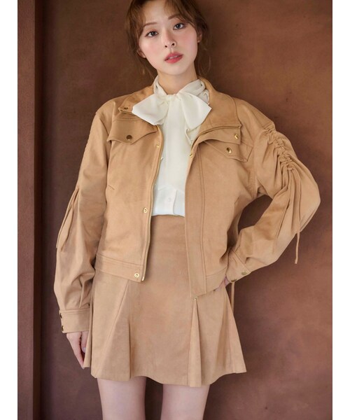 MERCURYDUO（マーキュリーデュオ）の「フェイクスエードドロストスリーブブルゾン（ブルゾン・レディース・キャメル/ダークブラウン・F）」の2枚目の写真