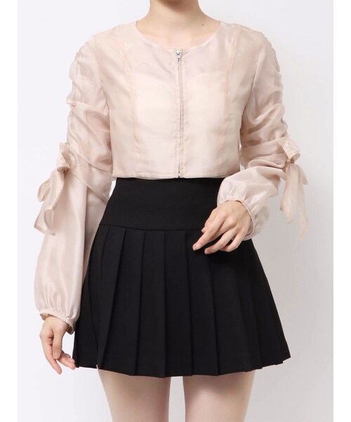 RESEXXY（リゼクシー）の「ビッグリボンシアーブルゾン（ブルゾン・レディース・ホワイト/ブラック/ピンク・F）」の3枚目の写真