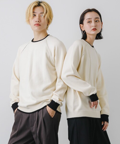 SENSE OF PLACE by URBAN RESEARCH（センスオブプレイスバイアーバンリサーチ）の「『ユニセックス』『洗濯可』ストレッチリブハイショクラインニット（ニット/セーター・メンズ・BLACK/CHARCOAL/IVORY/BROWN/L.BLUE・M/L）」の14枚目の写真