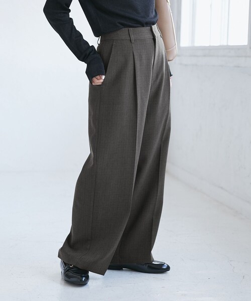 ROPE' PICNIC(ロペピクニック)の「【低身長・小柄さんサイズ】レディハンサムシリーズ ウールライクウエストタックセミワイドパンツ(スラックス・レディース・ブラック系/グレー/ライトグレー/ベージュ系/ネイビー・M/S)」の5枚目の写真