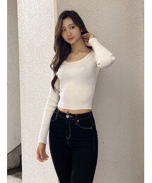 GYDA | クルーネックリブニットトップス(ニット/セーター)