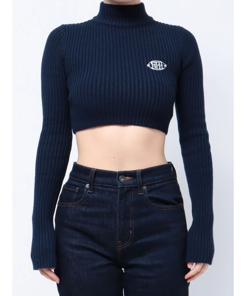 EMODA（エモダ）の「【Ames Worldwide】エンブロイダリークロップニット（ニット/セーター・レディース・グレー/ネイビー/ピンク・F）」の9枚目の写真