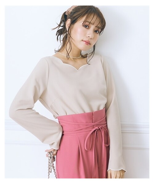 nissen（ニッセン）の「大きいサイズスカラップデザイントップスmarun（Tシャツ/カットソー・レディース・ピンク/ダークグレー/ベージュ・L/LL/3L/4L/5L/6L/8L/10L）」の17枚目の写真