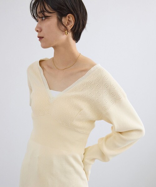 ADAM ET ROPE'(アダムエロペ)の「【crinkle crinkle crinkle】geometric jacquard knit(ニット/セーター・レディース・オフホワイト・F)」の9枚目の写真