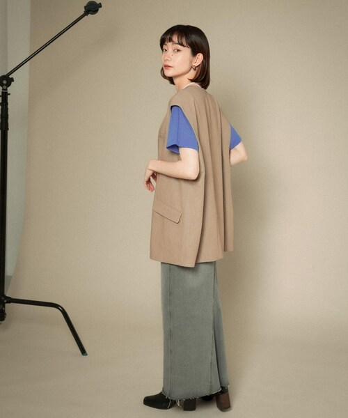 KBF（ケイビーエフ）の「2WAYノーカラージャケット（ノーカラージャケット・レディース・GRAY CHECK/BEIGE/BLUE・one）」の12枚目の写真