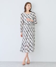 チェック切替プリーツワンピース