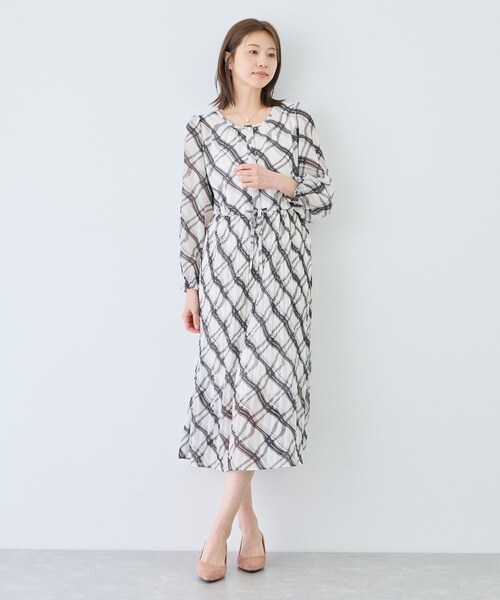 Jayro(ジャイロ)の「チェック切替プリーツワンピース(ワンピース・レディース・ブラック系/ホワイト系・F)」の1枚目の写真