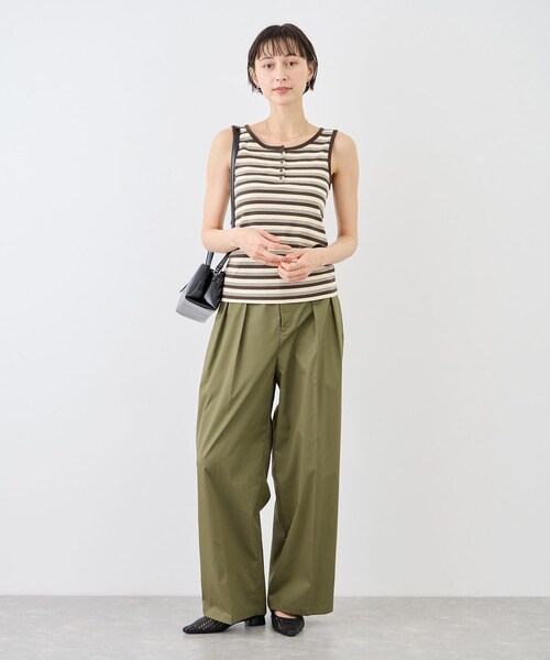 ROPE' PICNIC（ロペピクニック）の「マルチボーダーヘンリーネックタンクトップ（タンクトップ・レディース・キナリ系/ブラウン/サックス・F）」の14枚目の写真