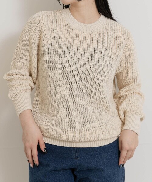 THE GOODLAND MARKET（ザグッドランドマーケット）の「米富繊維　WASHI COTTON TAPE KNIT PULLOVER（ニット/セーター・レディース・62BLUE/14BLACK/40IVORY/50LIME・1/3）」の6枚目の写真