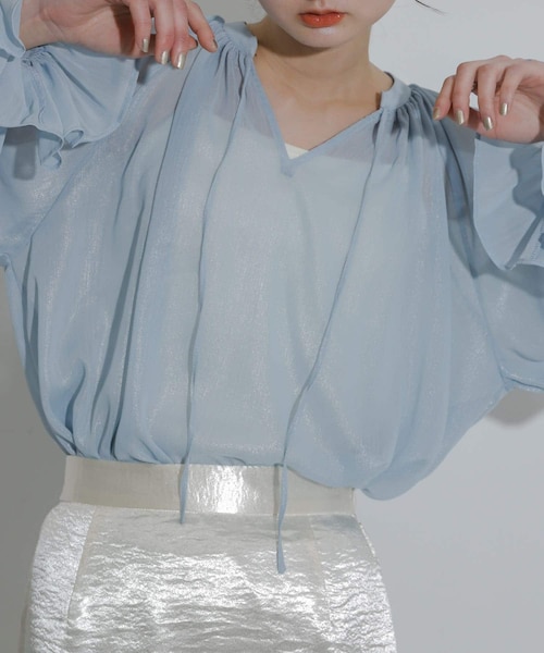 SENSE OF PLACE by URBAN RESEARCH(センスオブプレイスバイアーバンリサーチ)の「ハクプリントブラウス(シャツ/ブラウス・レディース・L.BLUE/BEIGE/GRAY・one)」の3枚目の写真