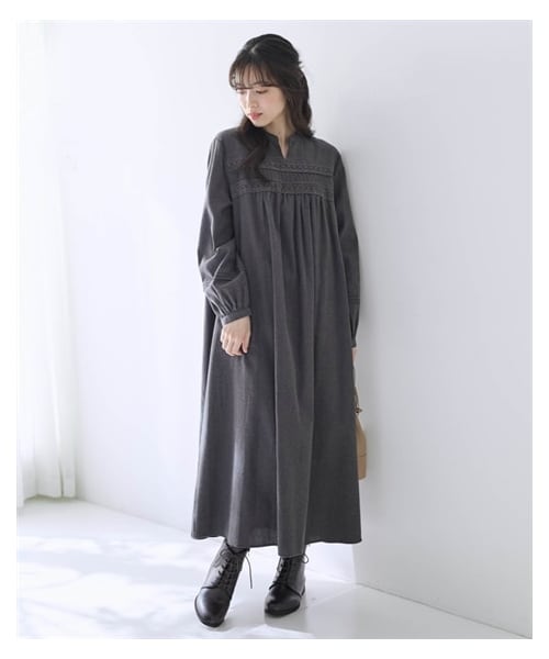 nissen（ニッセン）の「レースピンタックワンピース【Otona Purete】（ワンピース・レディース・ネイビー/グレー・M/L/LL/3L/4L/5L/6L）」の7枚目の写真