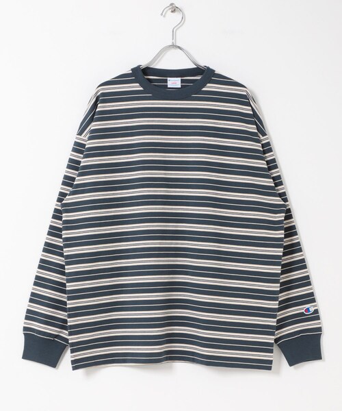 KBF(ケイビーエフ)の「CHAMPION LONG SLEEVE BORDER T-SHIRTS(Tシャツ/カットソー・レディース・NAVY/L.BROWN・L)」の3枚目の写真