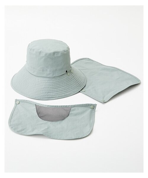 nissen（ニッセン）の「UV遮熱はっ水洗えるパッカブルつば広ハット（フェイスカバー＆垂れ付）（選べる３サイズ）（キャップ・メンズ・黒/ベージュ/ソフトカーキ・M/L/LL）」の9枚目の写真