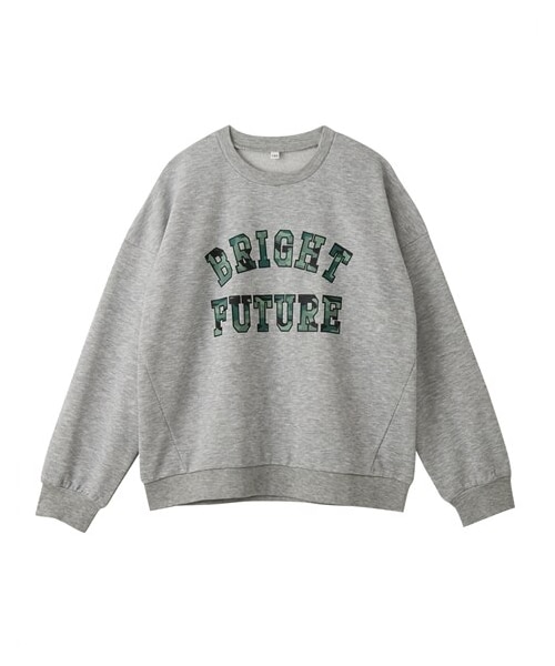 nissen（ニッセン）の「ビッグシルエットプリントスウェットトレーナー（女の子）（スウェット・キッズ・サックス/ピンク/杢グレー/オレンジ/黒/オフホワイト・140/150/160）」の3枚目の写真