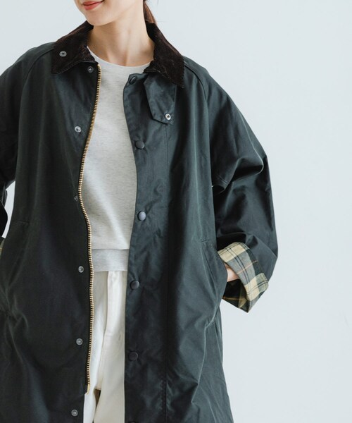 URBAN RESEARCH(アーバンリサーチ)の「Barbour MODIFIED EXMOOR WAX COAT(テーラードジャケット・レディース・SAGE/BLACK・36/38)」の14枚目の写真