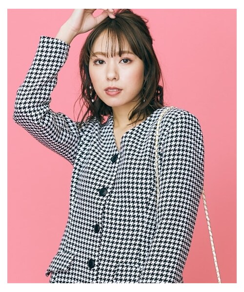 nissen（ニッセン）の「大きいサイズ コートワンピース marun（ワンピース・レディース・千鳥格子/黒(ラメ)・L/LL/3L/4L/5L/6L/8L/10L）」の3枚目の写真