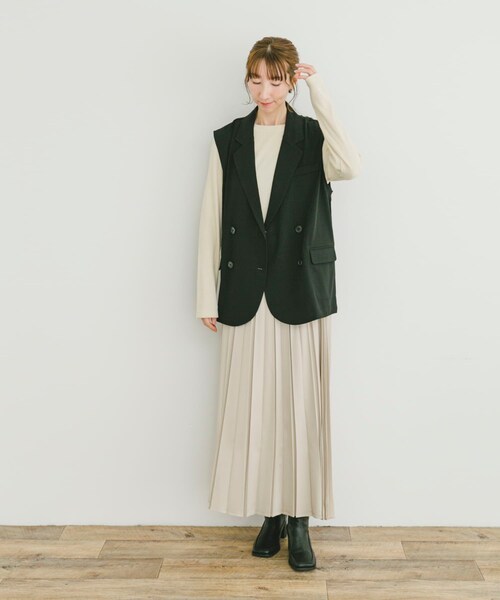 ITEMS URBANRESEARCH（アイテムズ アーバンリサーチ）の「ダブルブレストジレ（ベスト・レディース・CML/BLK・FREE）」の8枚目の写真