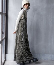 GEVS. | 大きいサイズクラッシュベロアキャミソールロングワンピースGEVS.(ワンピース)