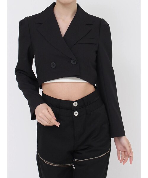 GYDA（ジェイダ）の「ショートダブルジャケット【SETUP着用可】（テーラードジャケット・レディース・オフホワイト/グレー/ブラック・F）」の2枚目の写真