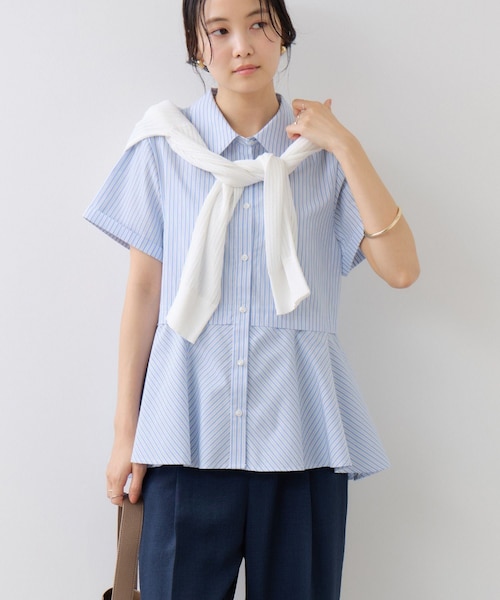 VIS(ビス)の「ペプラム切替キャップスリーブシャツ(シャツ/ブラウス・レディース・ネイビー/サックス/ピンク・F)」の10枚目の写真