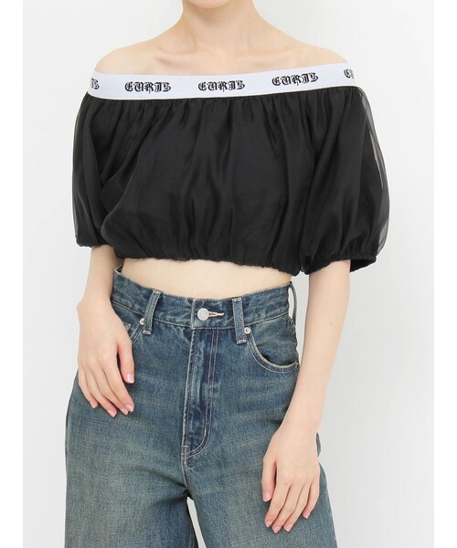 EVRIS（エヴリス）の「ロゴラインオフショルトップス（シャツ/ブラウス・レディース・ブラック/ホワイト/イエロー・F）」の2枚目の写真