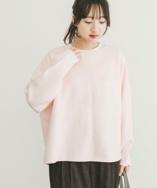 ITEMS URBANRESEARCH（アイテムズ アーバンリサーチ）の「『洗濯可』クルーネックラグランニット（ニット/セーター・レディース・GRY/L.PNK/NVY/BEG/RED・Free）」の4枚目の写真